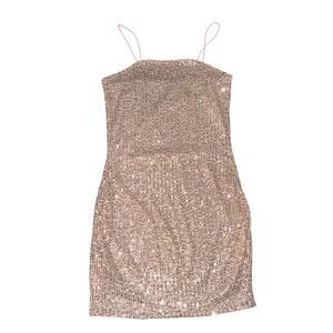 CBR Champagne Rose Gold Sequin Bodycon Mini Dress Size Small